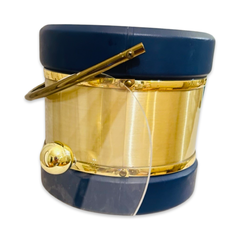 Vintage MCM Gold & Navy Leather Ice Bucket
