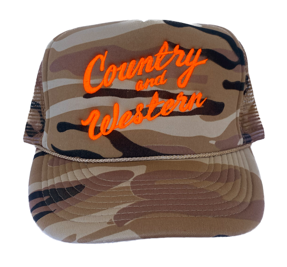 Country & Western Embroidered Camo Trucker Cap