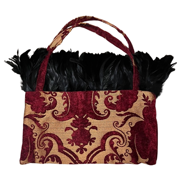 Vintage Y2K Feathered Tapestry Hand Bang Purse
