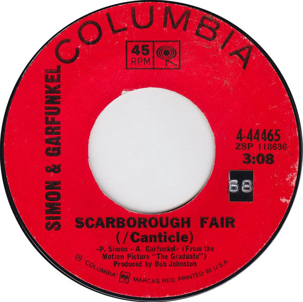 Simon & Garfunkel : Scarborough Fair (/ Canticle) (7", Single, Mono, Styrene, Ter)