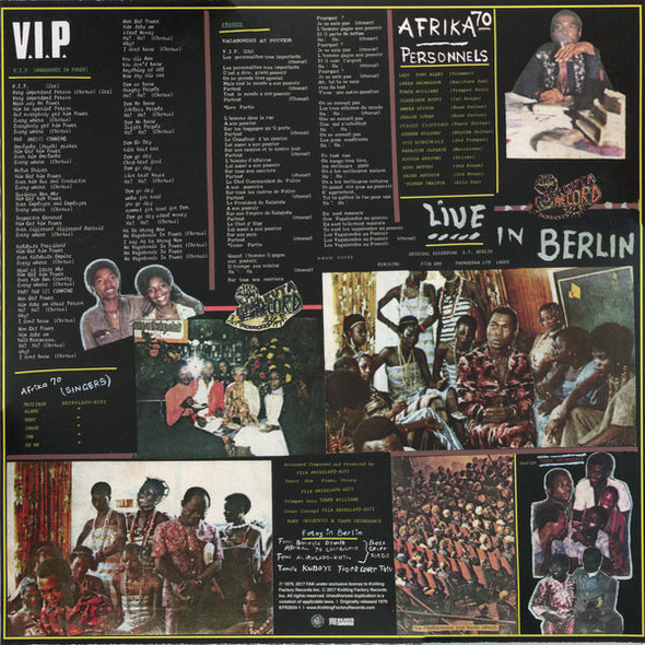 Fẹla Aníkúlápó Kuti* & Afrika 70* : V.I.P. (Vagabonds In Power) Vol. 1 Live In Berlin (LP, Album, RE)
