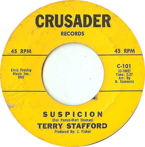 Terry Stafford : Suspicion (7", Single, Styrene, Ter)