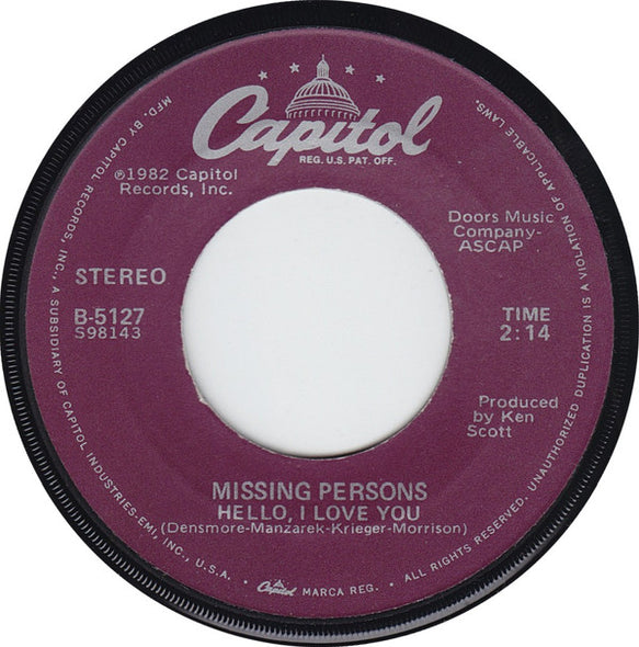 Missing Persons : Words (7", Jac)
