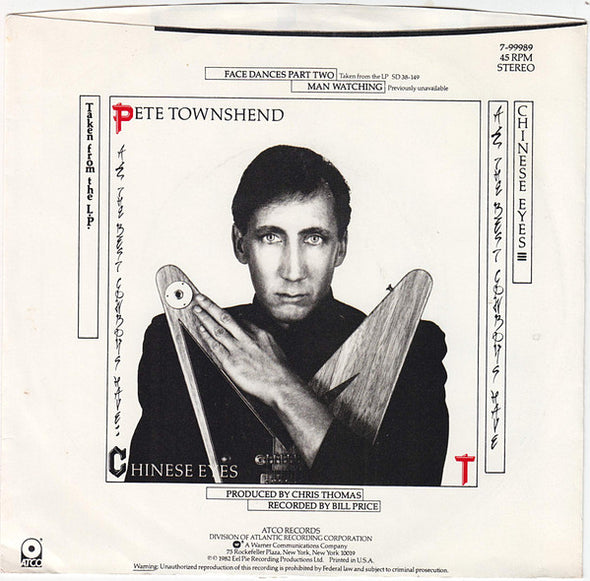Pete Townshend : Face Dances (Pt. 2) (7", Single, SP )