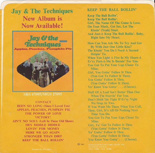 Jay And The Techniques* : Keep The Ball Rollin'  (7", Single)