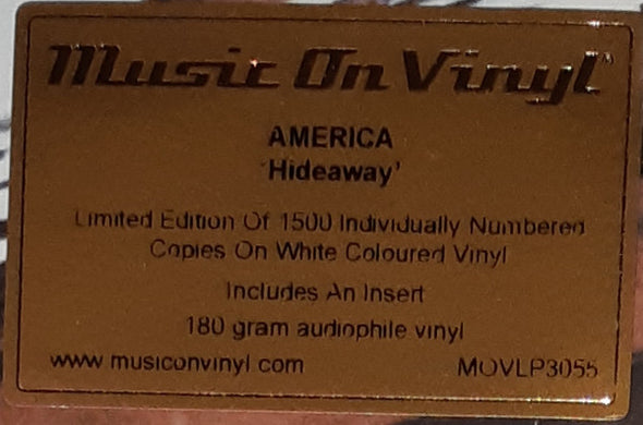 America (2) : Hideaway (LP, Album, Ltd, RE, RM, Whi)