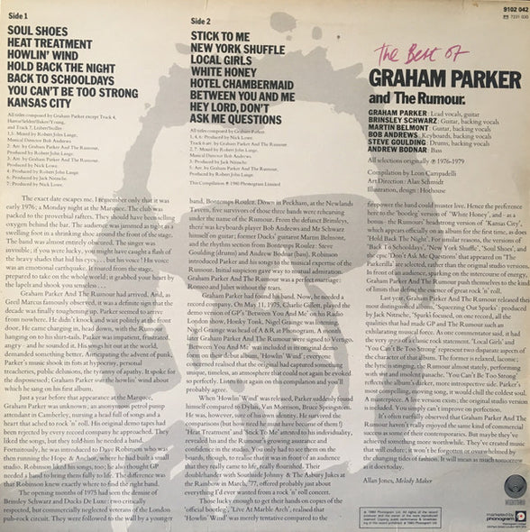 Graham Parker And The Rumour : The Best Of Graham Parker And The Rumour (LP, Comp)