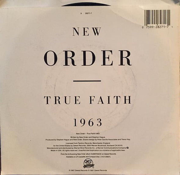 New Order : True Faith / 1963 (7", SRC)