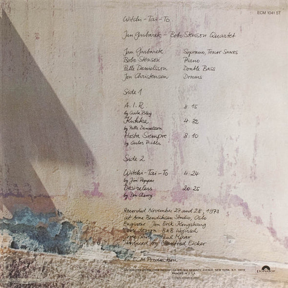 Jan Garbarek - Bobo Stenson Quartet : Witchi-Tai-To (LP, Album)