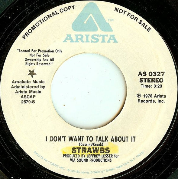 Strawbs : I Don't Want To Talk About It (7", Mono, Promo, Styrene, Ter)