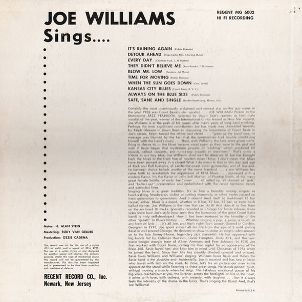 Joe Williams : Sings Everyday (LP, Album, Mono)