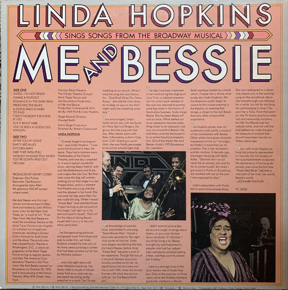 Linda Hopkins : Me And Bessie (Linda Hopkins Sings Songs From The Broadway Musical) (LP, Album)