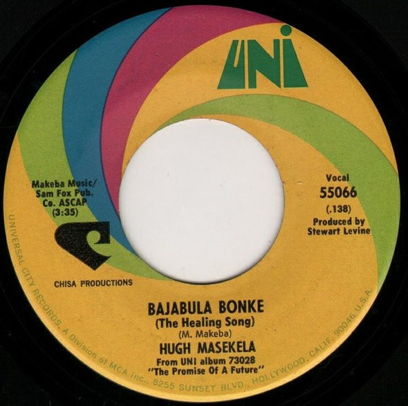 Hugh Masekela : Grazing In The Grass / Bajabula Bonke (The Healing Song) (7", Pin)