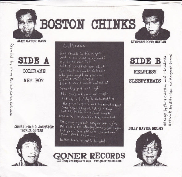 Boston Chinks : Coltrane (7", Ltd, Cle)