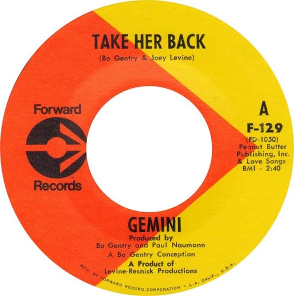 Gemini (89) : Take Her Back / Ann (7", Single, Styrene, All)