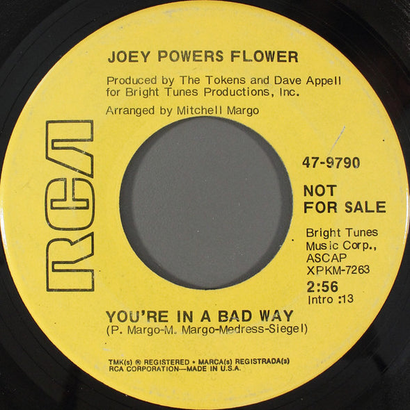 Joey Powers Flower : Hard To Be Without You (7", Promo)