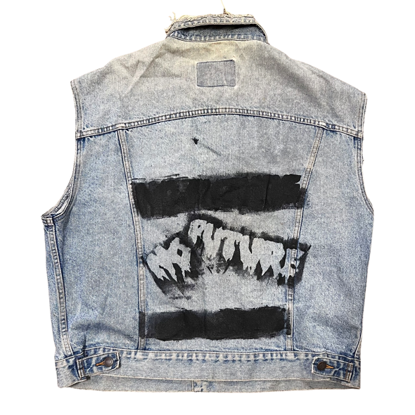Vintage 90's Thrashed Gap Denim Painted Vest (XL)