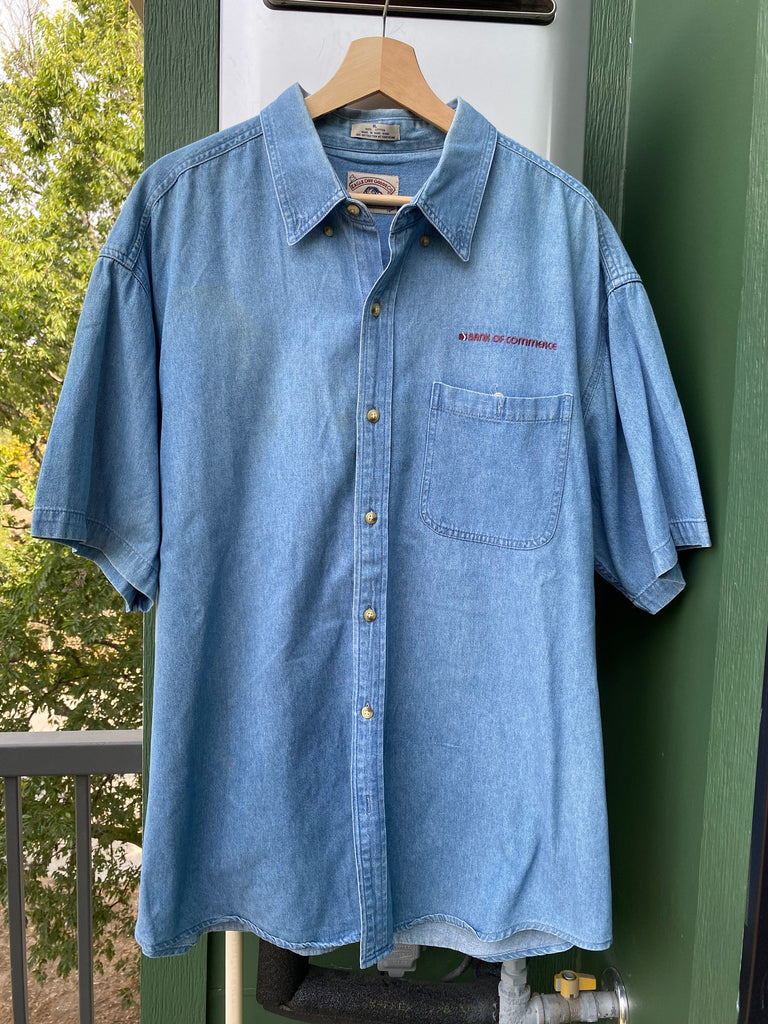 Vintage 90s Denim Bank of Commerce Button Down (L/XL)
