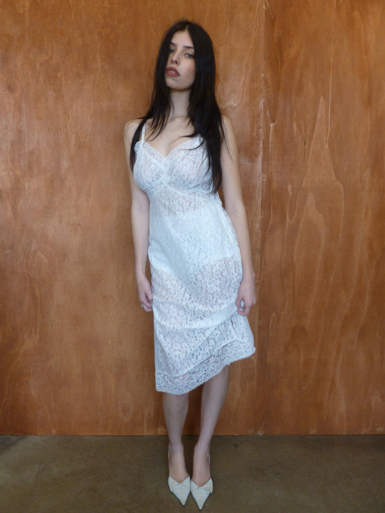 HV BRIDAL White Full Lace Slip (M)