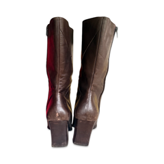 Vintage Leather Block Heel Go Go Boots
