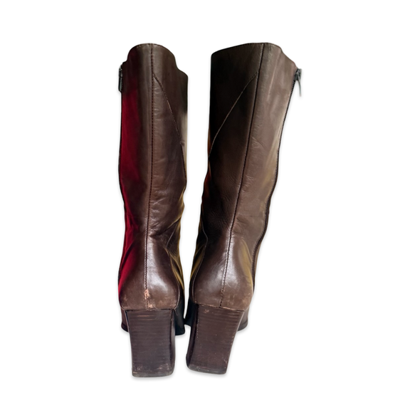 Vintage Leather Block Heel Go Go Boots