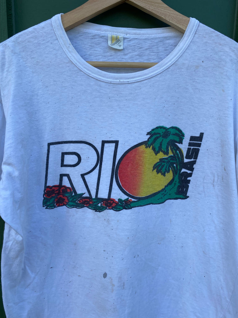 Vintage 70s Rio Brazil Distressed Baby Tee (S/M)