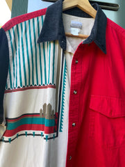 Vintage 90s Express Riders Western Aztec Short Sleeve Button-Up (XL)