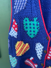 Vintage 90s Heart Knit Sweater Vest (S/M)