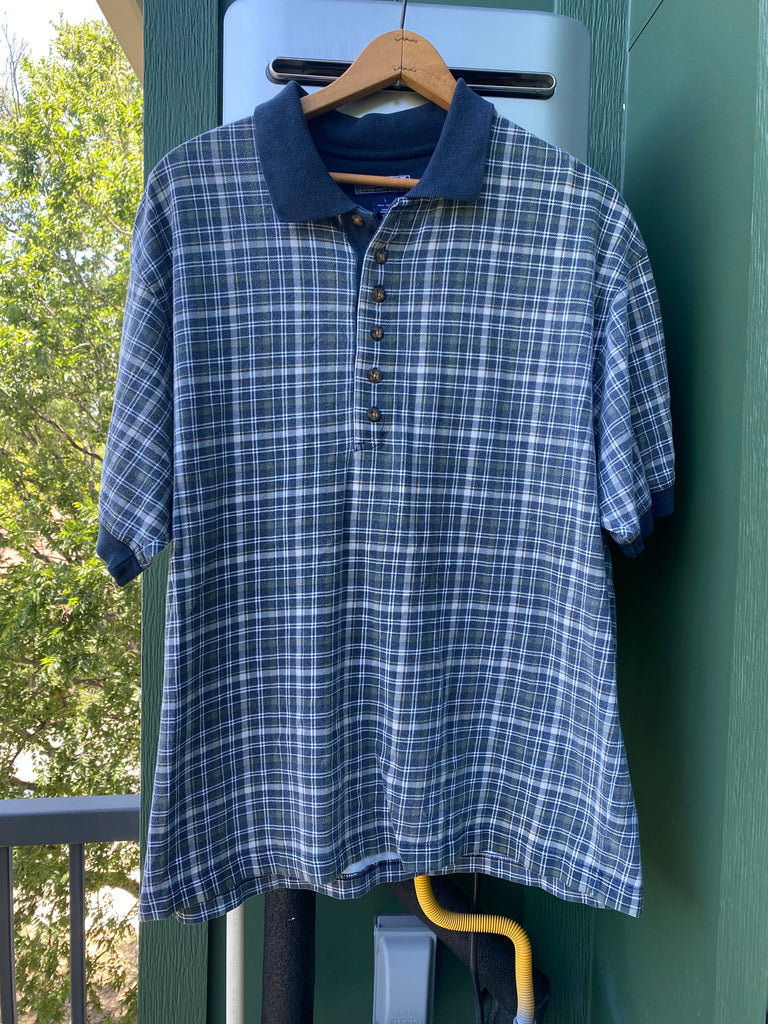 Vintage 90s Plaid Polo Shirt (XL)