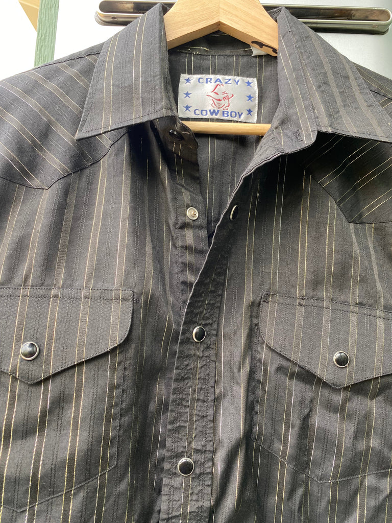 Vintage 90s Crazy Cowboy Pearl Snap (L/XL)