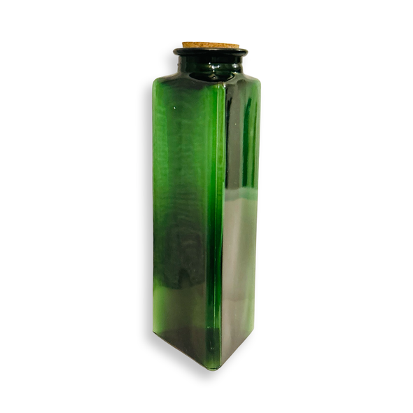 Vintage Emerald Triangle Glass Cork Bottle