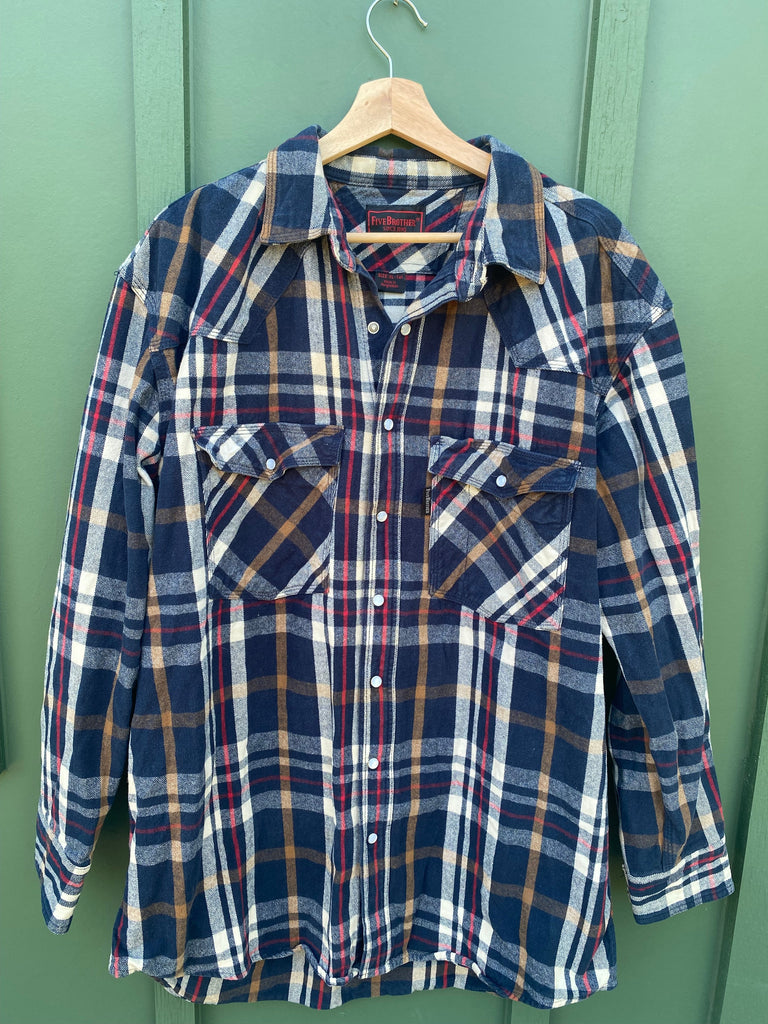 Vintage Y2K Five Brother Pearl Snap Flannel (XL)