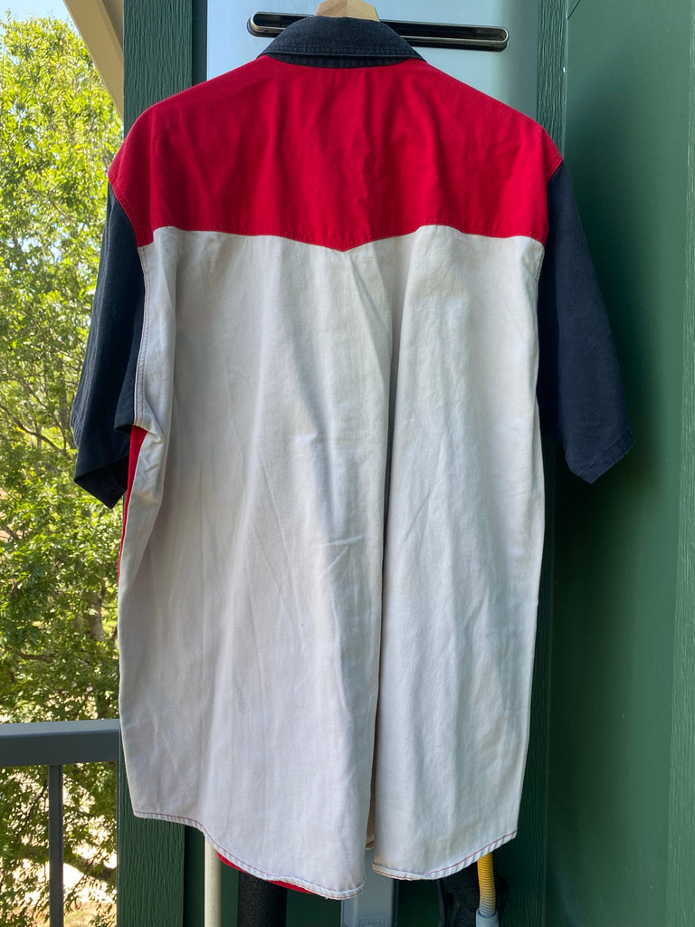 Vintage 90s Express Riders Western Aztec Short Sleeve Button-Up (XL)