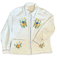 Vintage Floral Embroidered Pearl Snap