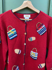 Vintage 90s Shopping Bag Knit Cardigan (S/M)