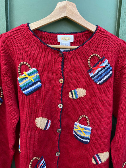 Vintage 90s Shopping Bag Knit Cardigan (S/M)