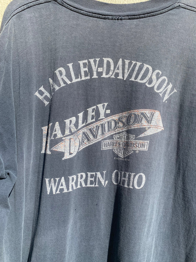 90s Harley Davidson Faded Black Pocket Tee (XL)