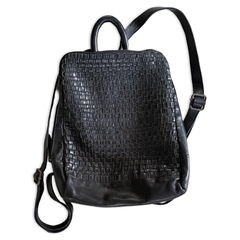Vintage Leather Woven Backpack