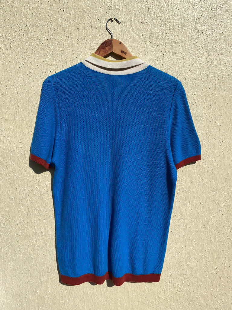 Italian Knitwear Blue Polo (M)