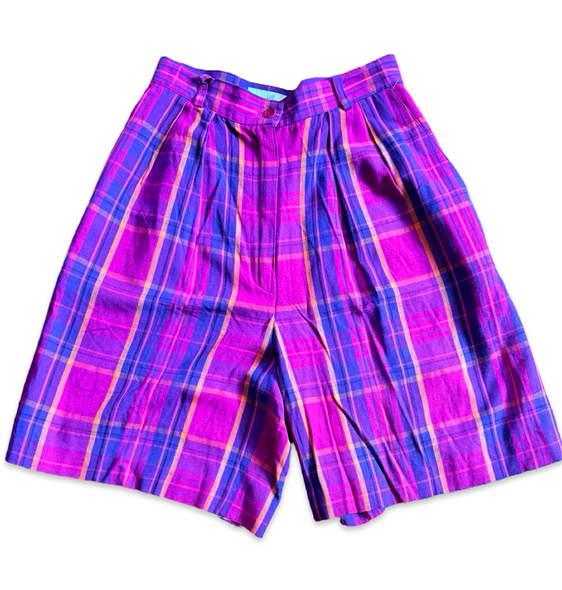 Vintage 90s Plaid Pleated Shorts