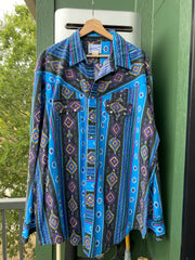 Vintage Tru-West Rockmount Ranchwear Aztec Pearlsnap (XL)