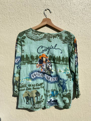 Y2K Cowgirl Wildwest Diamond Print Cropped Tee (M/L)