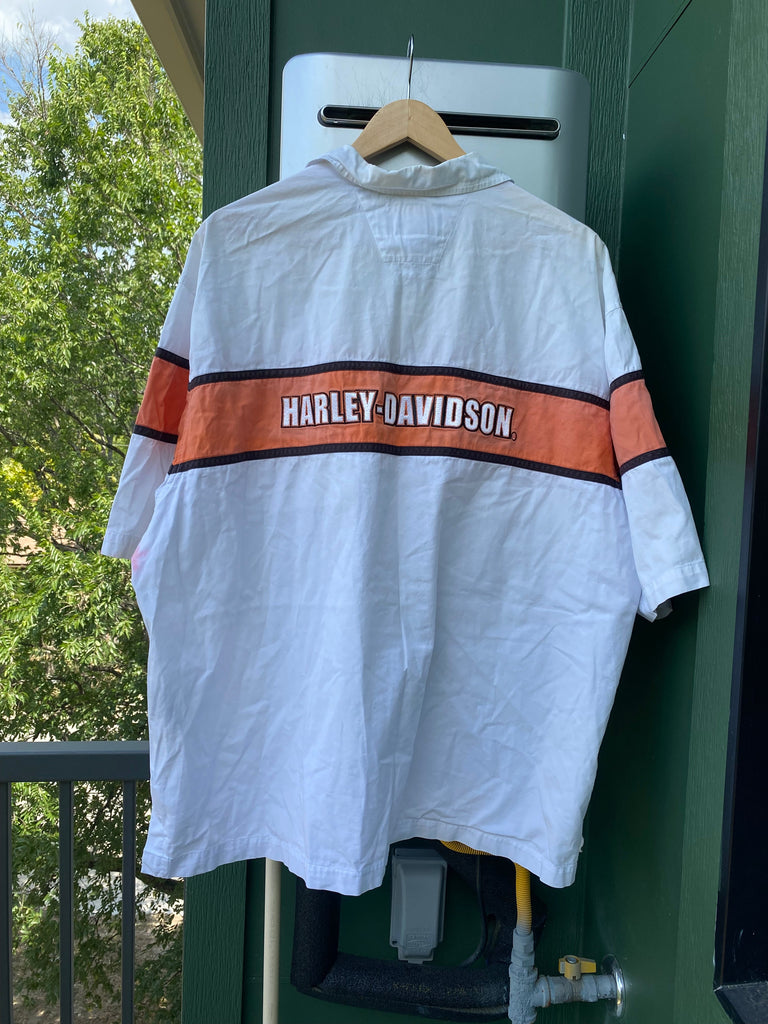 Vintage Distressed Harley Davidson Racing Team Button Down (XXL)