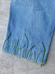 Vintage 70s Brittania  Hand Stitched Flower Jeans (29)