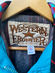 80s Western Frontier Aztec Blanket-Lined Bomber Jacket (L)