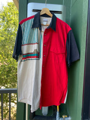 Vintage 90s Express Riders Western Aztec Short Sleeve Button-Up (XL)