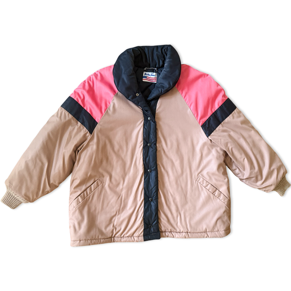 Vintage 90s Color Block Puffer Coat