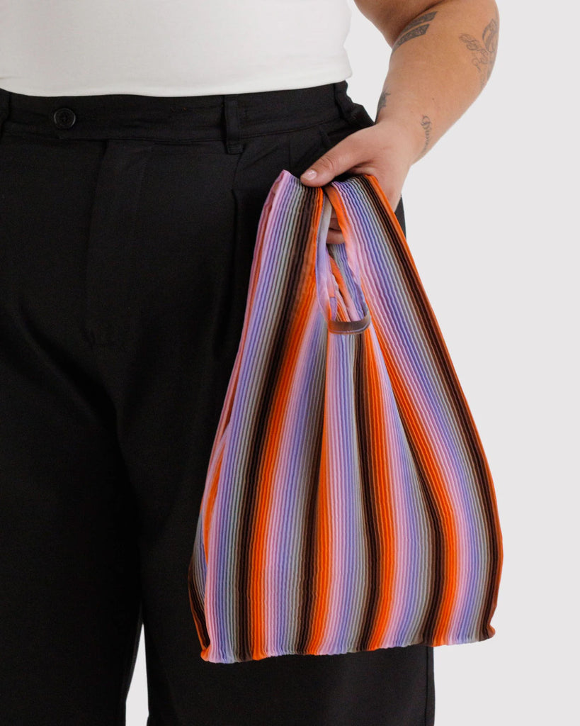 Baggu Pleated Gradient Stripe Poppy & Lilac Bag