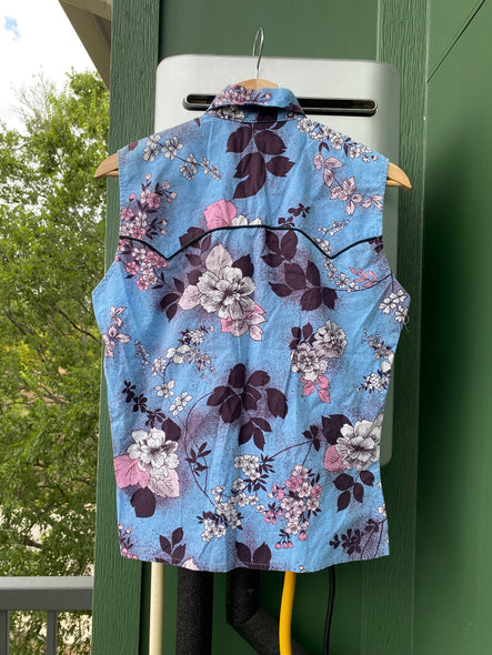 Vintage 70s Floral Tank Top Pearl Snap Shirt (S/M)