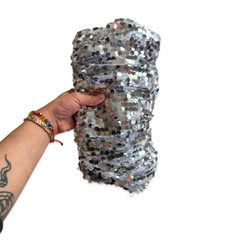 Y2K Silver Sequined Party Clutch